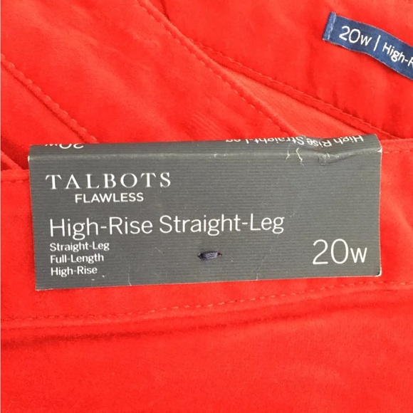 NWT Talbots Flawless Women's High Rise Straight Leg Velvet Pants Red Size 20W - Picture 2 of 6